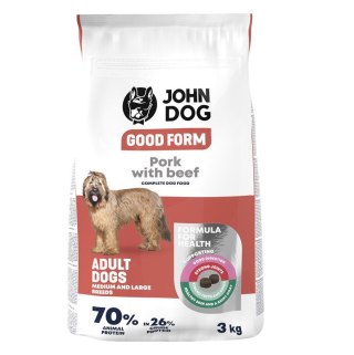John Dog GOOD FORM Ś/D RASY wieprzowina z wołowiną Karma sucha dla psa 3kg