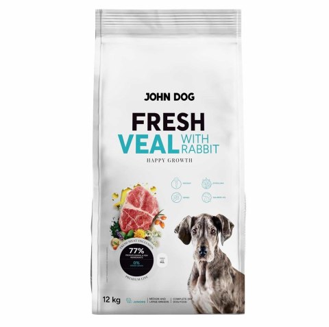 John Dog JUNIOR FRESH VEAL WITH RABBIT Karma sucha dla psa 12kg
