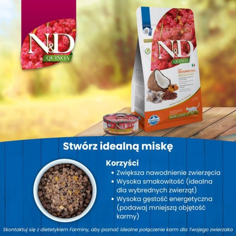 FARMINA N&D Quinoa Skin&Coat Cat Herring and Coconut Adult - sucha karma dla kota - 300 g