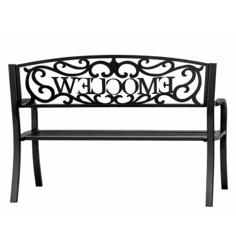 Ławka Ogrodowa Taras Ogród Park Metalowa Oparcie WELCOME Czarna 127 cm