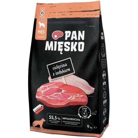 Pan Mięsko Karma sucha dla psa Cielęcina z indykiem (dorosły) chrupki XS 9kg
