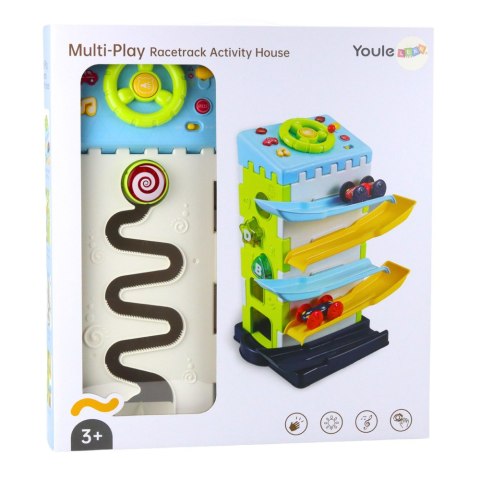 Zjeżdżalnia Blok Tor Edukacyjny z Autkami Sorter Światła Dźwięki