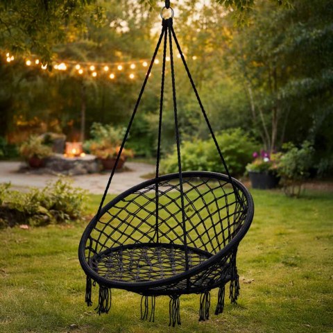 Huśtawka LUARO fotel bocianie gniazdo czarne 80cm 150kg