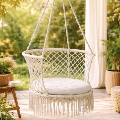 Huśtawka ogrodowa bocianie gniazdo z oparciem ogrodowa szare 80 cm 150 kg