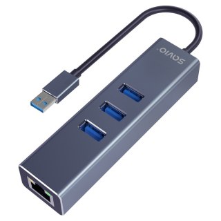 SAVIO AK-58 3-PORTOWY HUB USB-A Z ADAPTEREM RJ-45