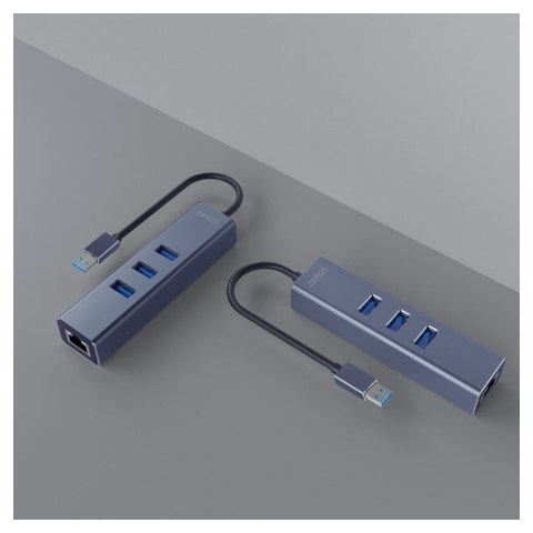SAVIO AK-58 3-PORTOWY HUB USB-A Z ADAPTEREM RJ-45