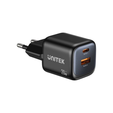 UNITEK ŁADOWARKA SIECIOWA 2X GAN USB-C & USB-A 20W CZARNA