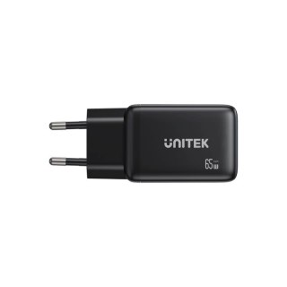 UNITEK ŁADOWARKA SIECIOWA GAN 2X USB-C USB-A ,PD 3.0, 65W, CZARNA