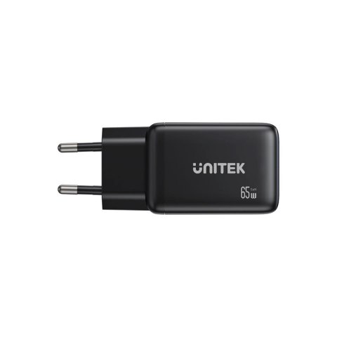 UNITEK ŁADOWARKA SIECIOWA GAN 2X USB-C USB-A ,PD 3.0, 65W, CZARNA