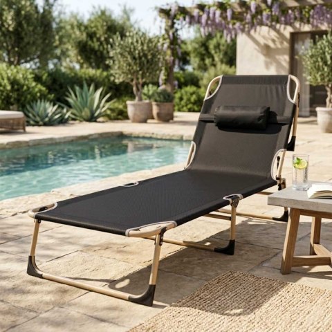 Łóżko polowe LUARO składane turystyczne kanadyjka leżanka z regulacją 193 cm szare