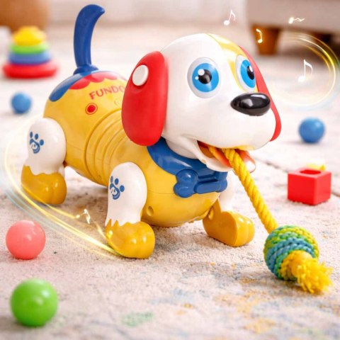 Pies piesek interaktywny z kością robot reaguje na dotyk