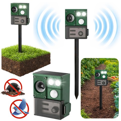 Solarny Odstraszacz Zwierząt Z Czujnikiem Ruchu Ultradźwięki Diody LED