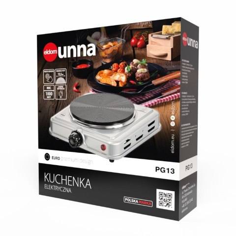ELDOM KUCHENKA ELEKTRYCZNA PG13 UNNA 1000W SREBRNA