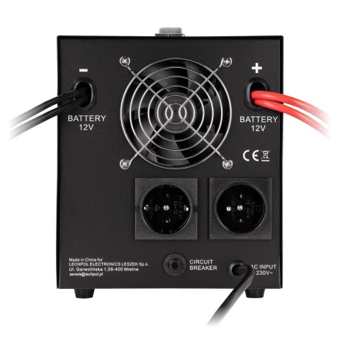 KEMOT ZASILACZ AWARYJNY Z CZYSTYM PRZEBIEGIEM SINUSOIDALNYM I FUNKCJĄ ŁADOWANIA 12V 230V 2000VA/1200W LFP4