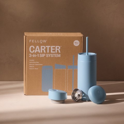 Kubek termiczny 473 ml Carter Move Mug 3w1 +3 nakrętki Fellow pudrowy niebieski