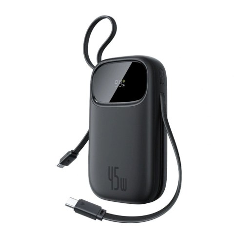 Powerbank Baseus EnerFill FC31 QPow3 20000mAh 45W z wyświetlaczem cyfrowym z 2 wbudowanymi kablami USB-C - czarny