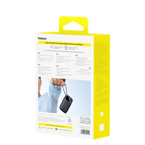Powerbank Baseus EnerFill FC31 QPow3 20000mAh 45W z wyświetlaczem cyfrowym z 2 wbudowanymi kablami USB-C - czarny