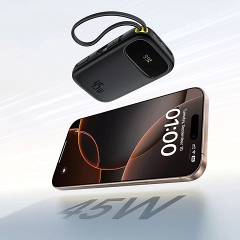 Powerbank Baseus EnerFill FC31 QPow3 20000mAh 45W z wyświetlaczem cyfrowym z 2 wbudowanymi kablami USB-C - czarny