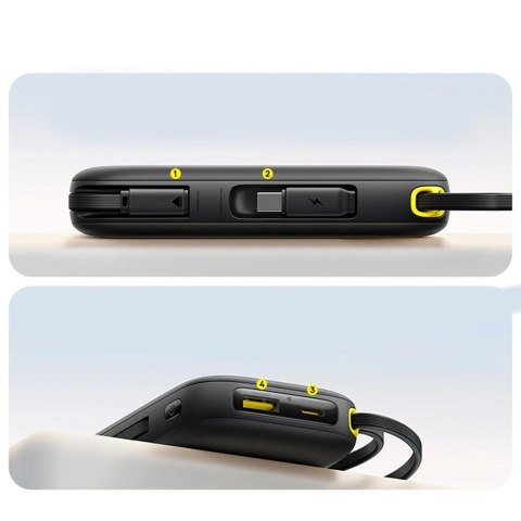 Powerbank Baseus EnerFill FC31 QPow3 20000mAh 45W z wyświetlaczem cyfrowym z 2 wbudowanymi kablami USB-C - czarny