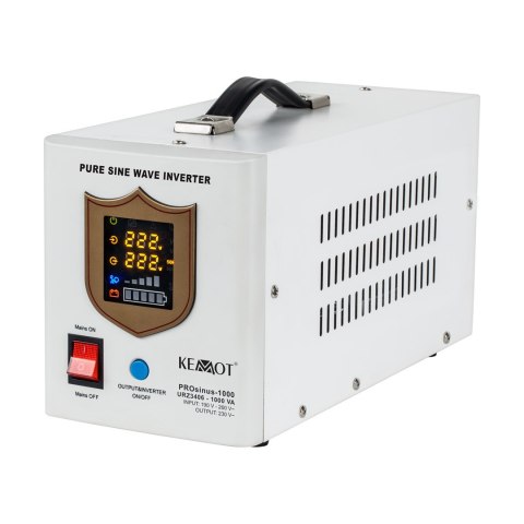 Zasilacz awaryjny KEMOT PROsinus-1000 przetwornica z czystym przebiegiem sinusoidalnym i funkcją ładowania 12V 230V 1000VA/700W