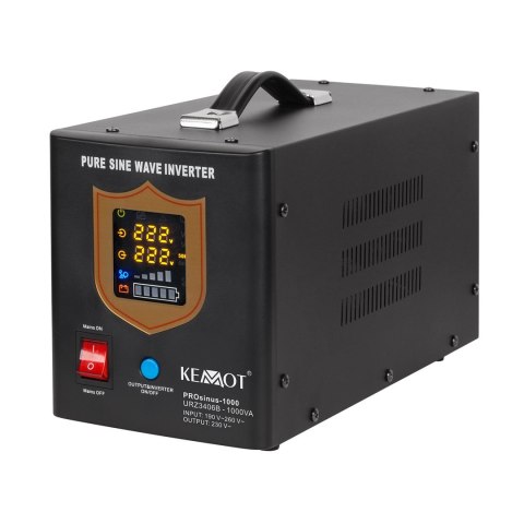 Zasilacz awaryjny KEMOT PROsinus-1000 przetwornica z czystym przebiegiem sinusoidalnym i funkcją ładowania 12V 230V 1000VA/700W 
