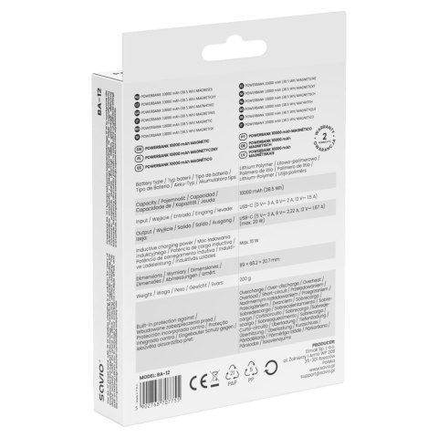 SAVIO POWERBANK 10000 MAH MAGNETYCZNY CZARNY BA-12