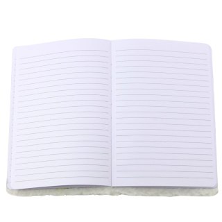 Pluszowy Notatnik W Linie Z Ptakiem Srebrny Brokat Biały