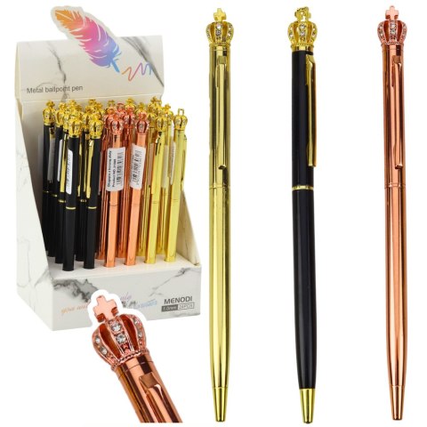 Długopis Metalowy Automatyczny Korona Niebieski Tusz 1.0mm