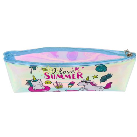 Piórnik Dziewczęcy Szkolny Holograficzny Motyw Lata Jednorożce 20x8cm