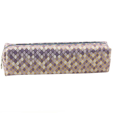 Piórnik Szkolny Łuski Szary Błyszczące Złote Elementy