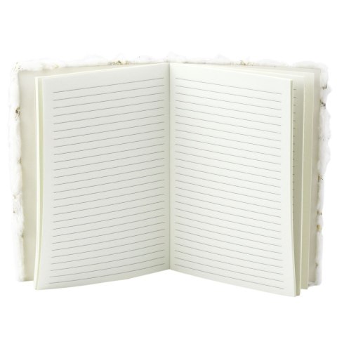 Pluszowy Zeszyt Notatnik W Linie Złote Gwiazdki Biały A5 80 Kartek