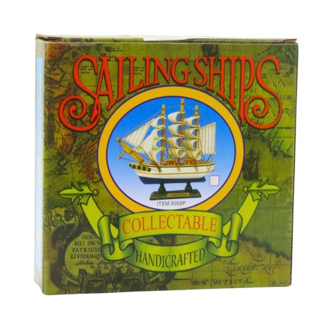 Model Kolekcjonerski Dekoracyjny Statek Żaglowiec Biało-Niebieski 16x15cm
