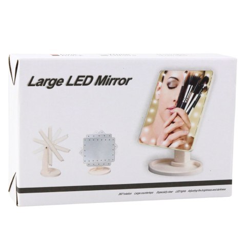 Lusterko Kosmetyczne 16 Diod LED Z Podstawką Regulacja Czarne