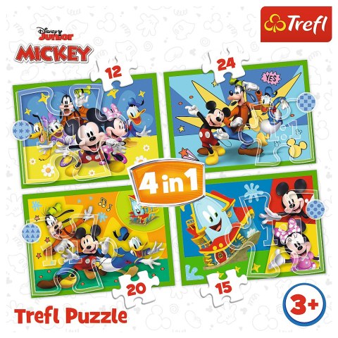 Puzzle - 4w1 (12, 15, 20, 24) - Wśród przyjaciół - Myszka Miki - Trefl 34616