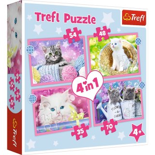 Puzzle - 4w1 (35, 48, 54, 70) - Zabawne kotki - Trefl 34396