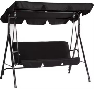 Huśtawka Trzyosobowa Ogrodowa Bujana Materac Czarna
