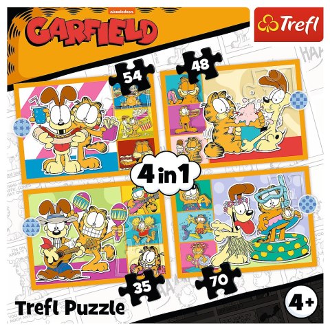 Puzzle - 4w1 (35, 48, 54, 70) - Garfield Kocha lasanię - Trefl 34673