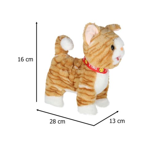 Kotek interaktywny na smyczy miauczy chodzi rusza ogonem beżowy