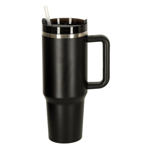 Kubek termiczny ze słomką i uchwytem termos 1200ml czarny