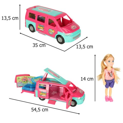 Samochód dla lalek kempingowy kamper akcesoria lalka basen