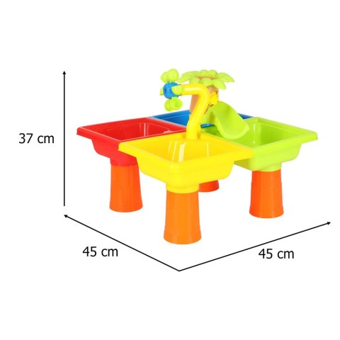 Stolik wodny cztery części piaskownica łopatki konewka stołek