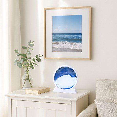 Obraz 3D Ruchomy Piasek Niebieski Dekoracja 360° Biały