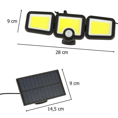 Lampa solarna LED 3w1 z czujnikiem ruchu zmierzchu