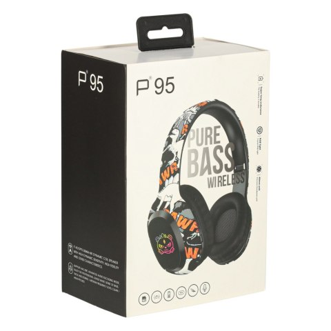 Słuchawki bezprzewodowe nauszne Bluetooth RGB Gaming Sport 200mAh czarne