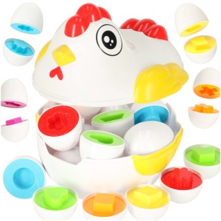 Układanka edukacyjna sorter dopasuj kształty jajka 12 szt. kura