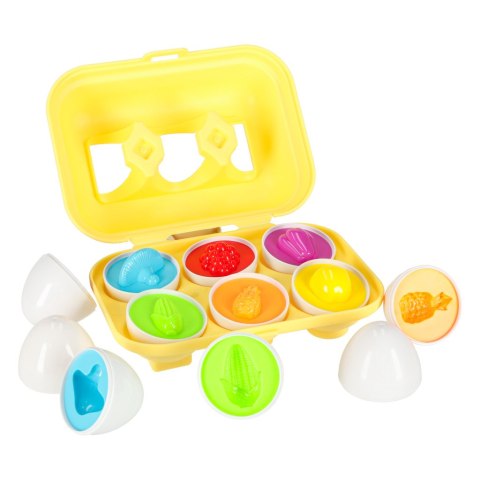 Układanka edukacyjna sorter dopasuj kształty jajka montessori owoce warzywa 6szt