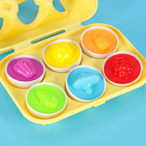 Układanka edukacyjna sorter dopasuj kształty jajka montessori owoce warzywa 6szt