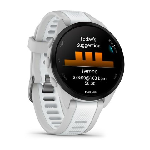 Zegarek sportowy Garmin Forerunner 165 Music AMOLED 43mm Mist Grey Whitestone