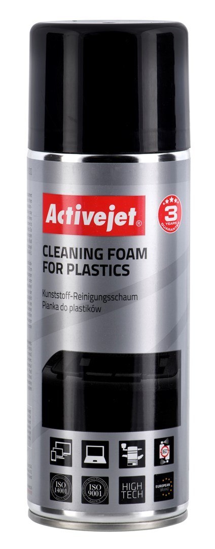 Activejet AOC-100 Pianka do plastiku, 400 ml Niezbędna w każdym biurze, idealna do czyszczenia klawiatur, monitorów, komputerów
