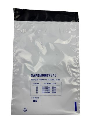 Bestpak SAFEMONEYBAG Koperty bezpieczne depozytowe białe B5 190mmx260mm+35mm 100 sztuk